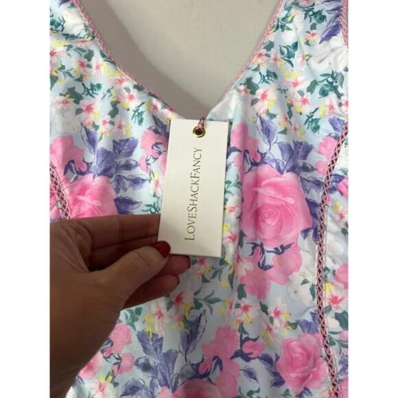 NWT LoveShackFancy Primrose Berry Mikkel Floral One-Piece Swimsuit Pink Size: L